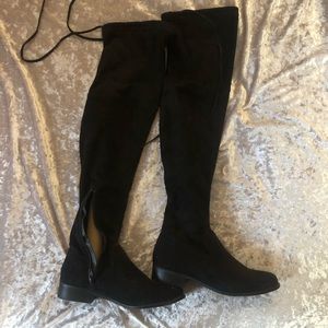 black suede thigh high boots